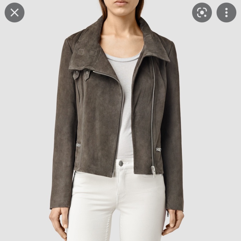 All Saints Grey Suede Jacket